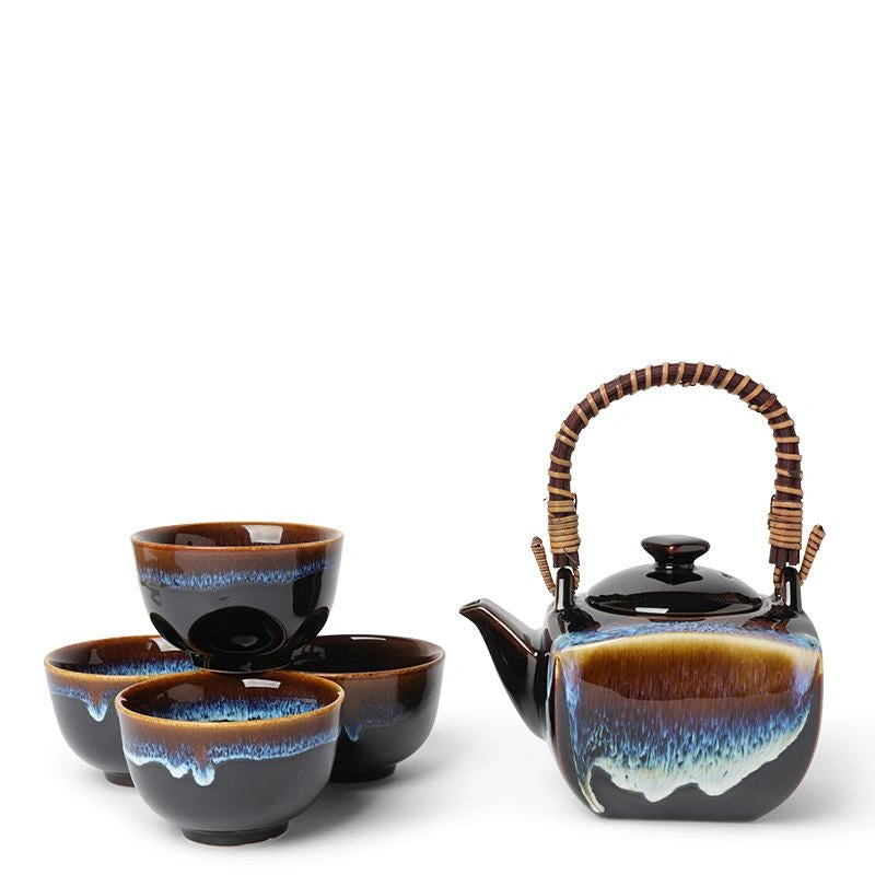 Aequorea Japanese square pot tea set