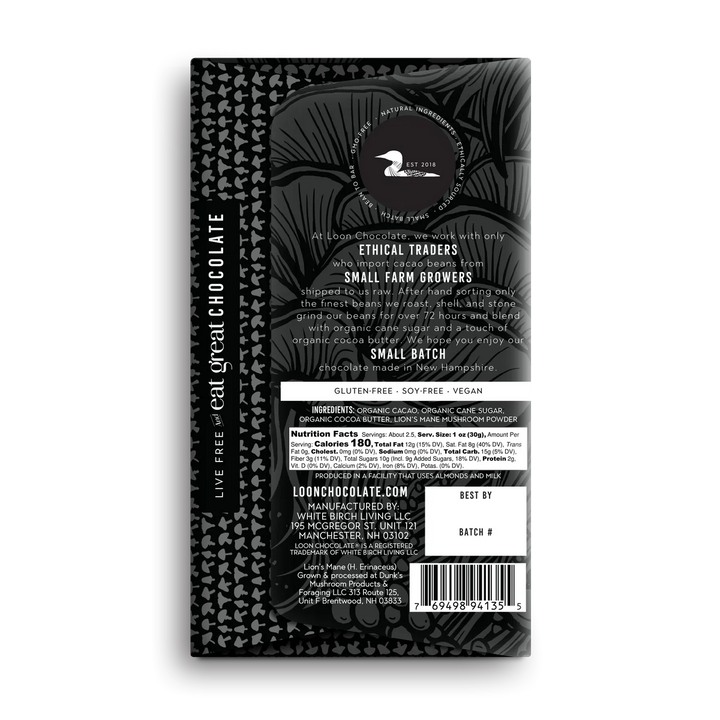 Loon Chocolate - Lion’s Mane Dark Chocolate