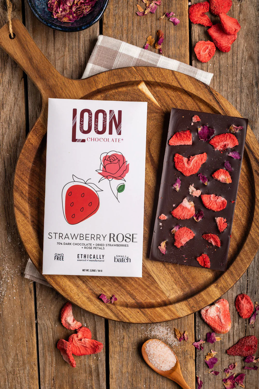 Loon Strawberry Rose Chocolate Bar