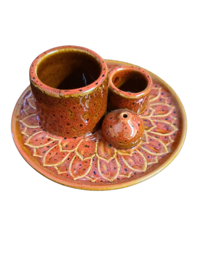 Red Ceramic Incense Burner