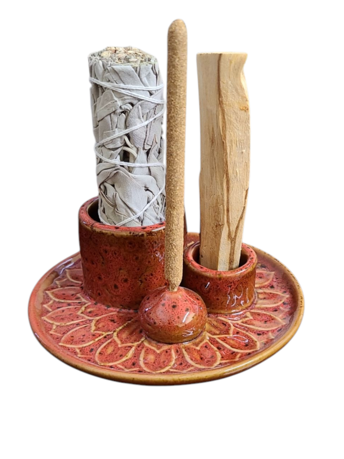 Red Ceramic Incense Burner