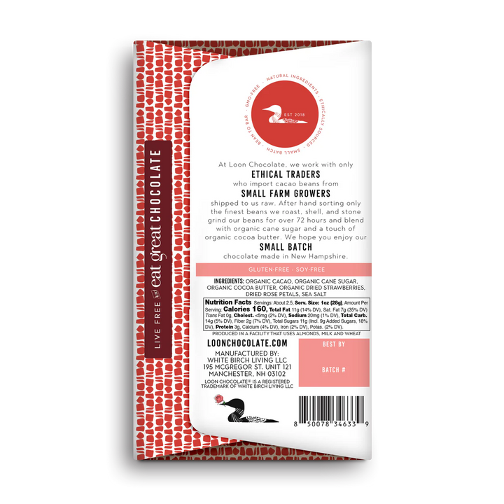 Loon Strawberry Rose Chocolate Bar