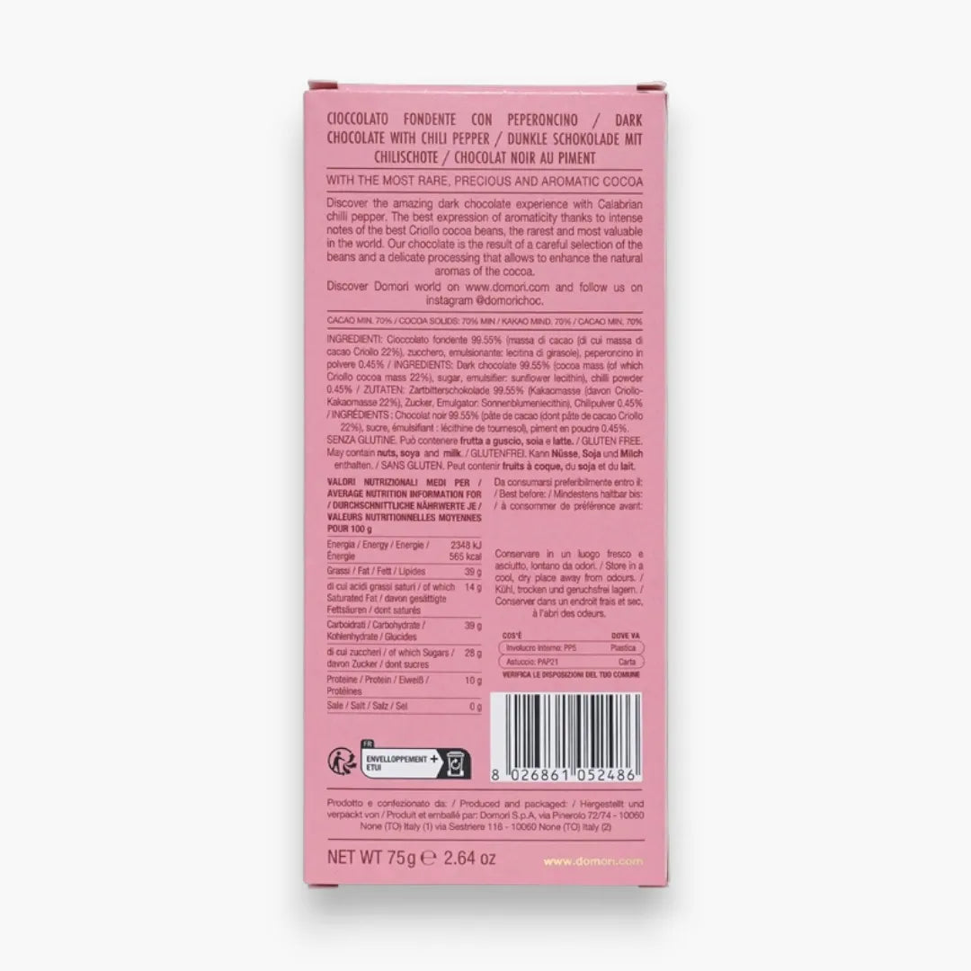 Domori Dark Chocolate w/ Calabrian Chili 70%
